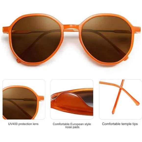 Women's Hexagon Round Sunglasses Trendy Inspired Designer Style Big Shades